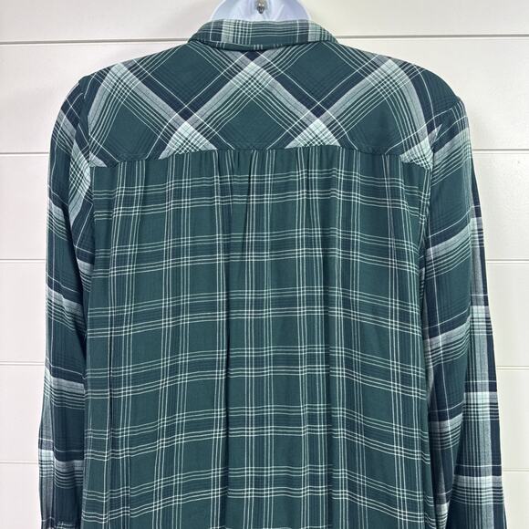 J. Jill Plaid Long Sleeve Button Front Tunic Top Shirt Green sz M - Picture 6 of 7